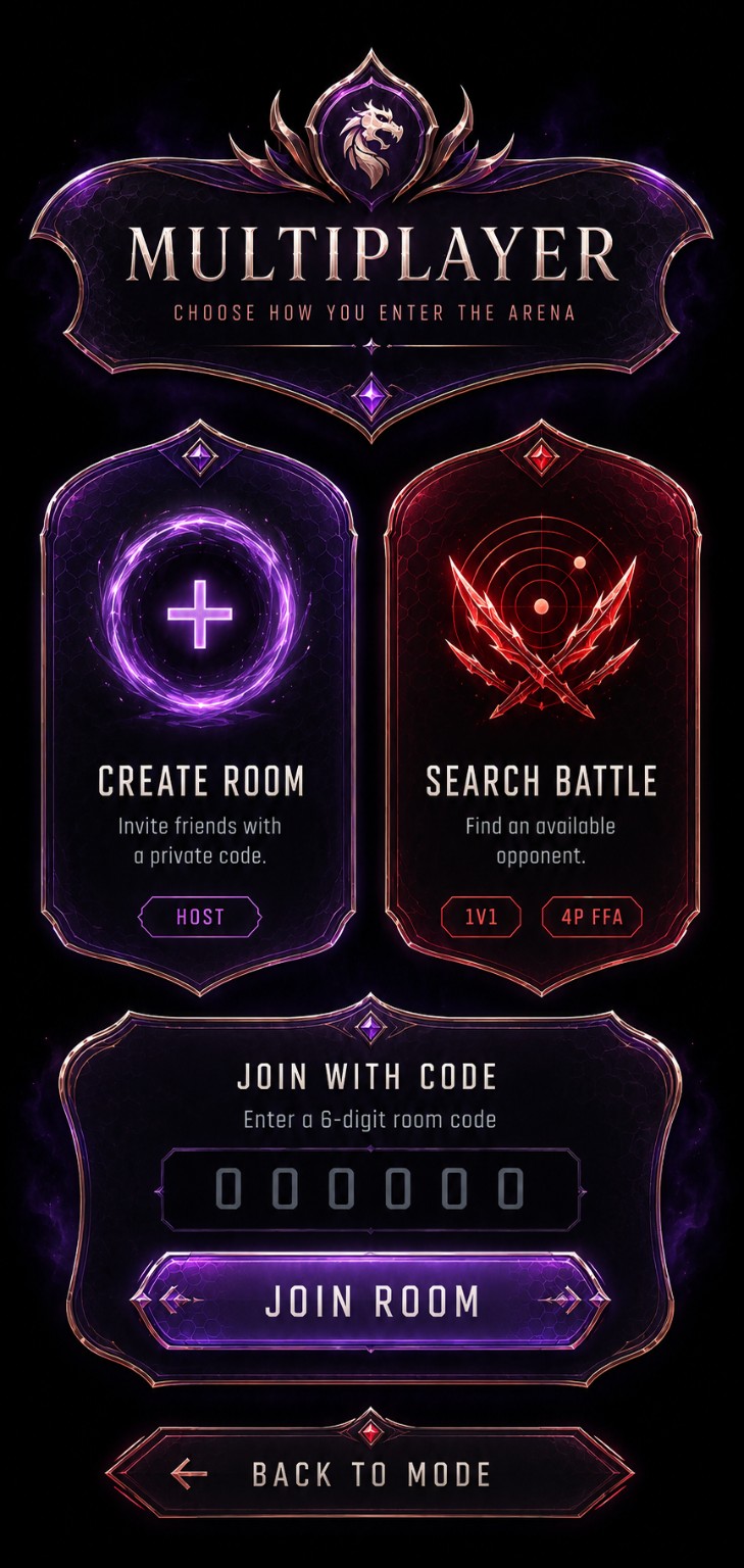 Multiplayer — choose how you enter the arena